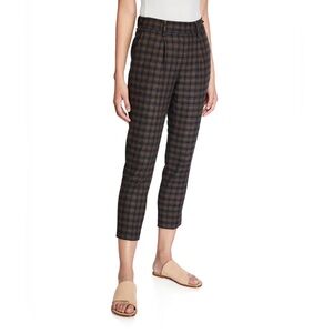 Vince Plaid Wool-Blend Cropped Trousers – Size M